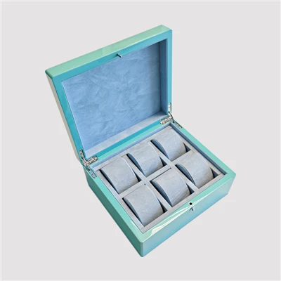 Turquoise Blue 6-Watch hëlzent Auer Box